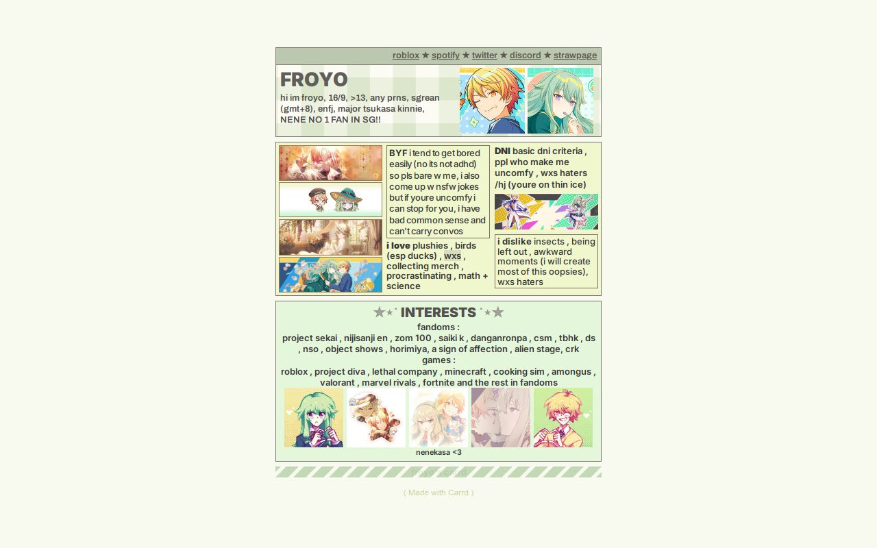 froyo's carrd